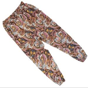 STARING AT STARS Orange Black Paisley Print Pants
